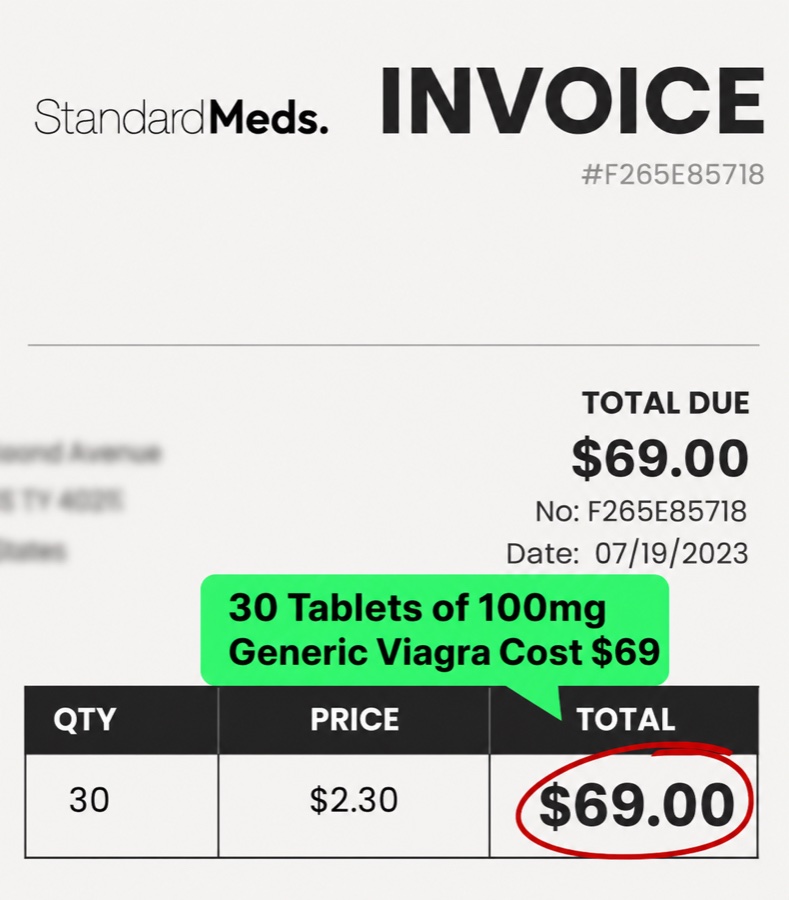 StandardMeds invoice: 30 tablets at $2.30 each, $69.00